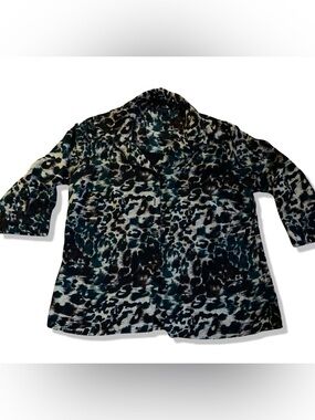 Women’s George Brand Green And Brown Leopard Print Button Down Blouse Size 1X